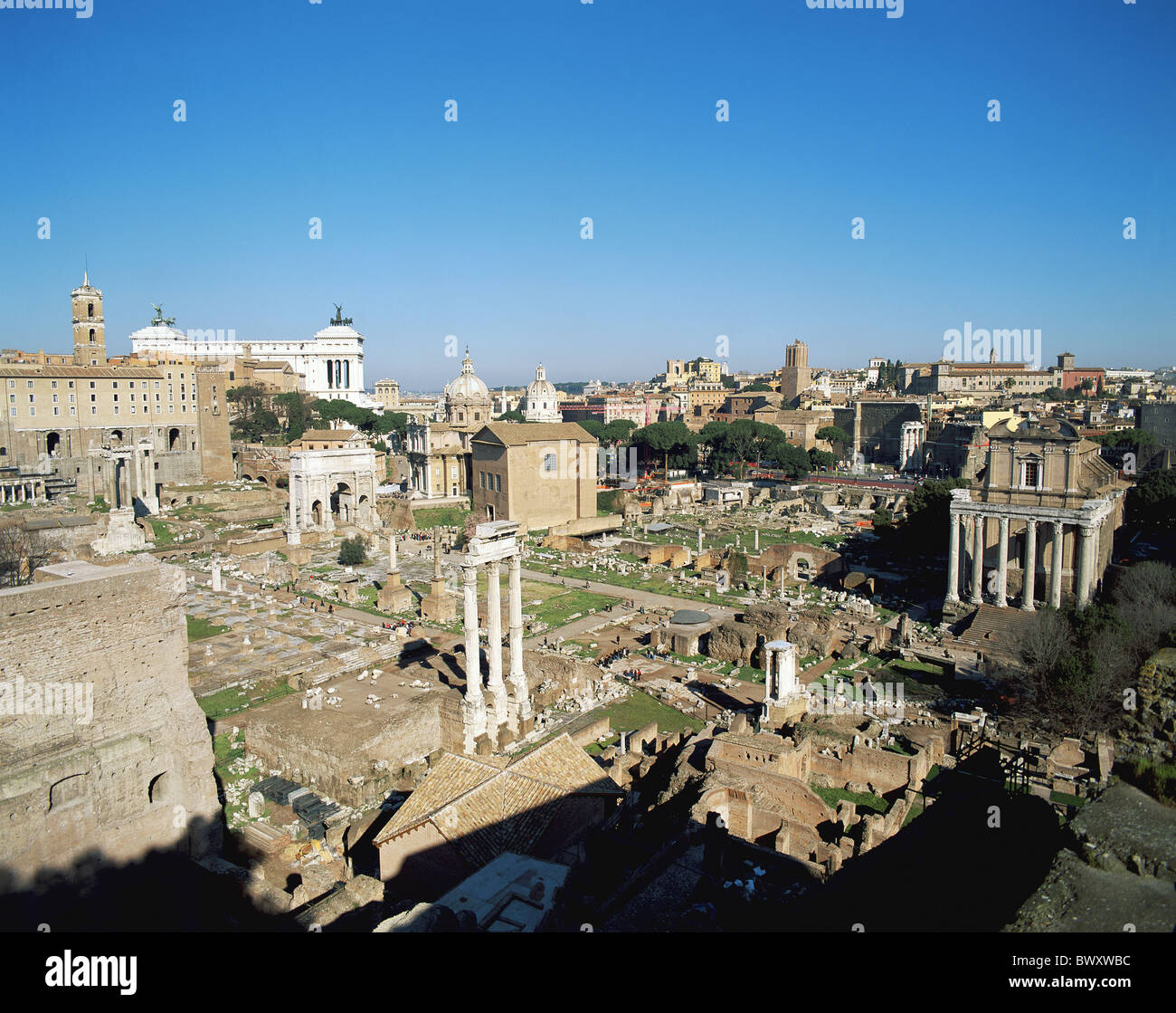 Antike Antike Forum Romanum Italien Europa Rom Übersicht Roman Stockfoto