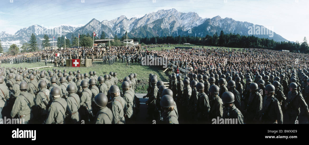 Chur Berg Infanterie Armee Militär Militär parade Schweiz Europa Stockfoto