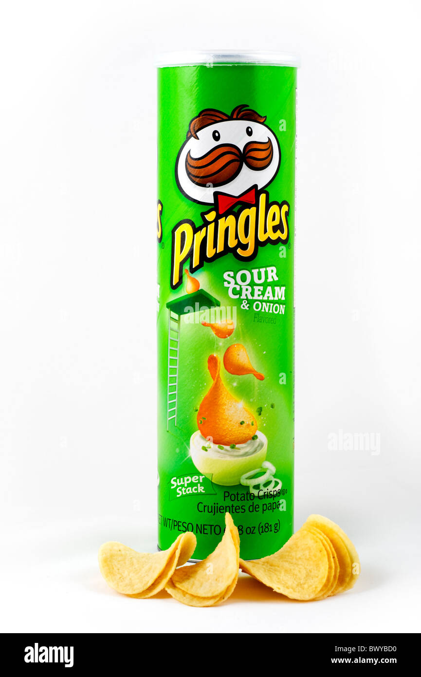 Tube Pringles Sour Cream und Zwiebelkartoffeln Crisps, USA Stockfoto