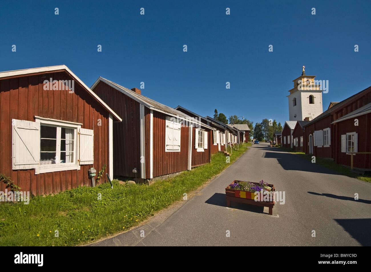Europa Schweden Luleå (Lulea) Gammelstad Kirchstadt (1492) typische Gehäuse auf Framlånningsvågen Stockfoto