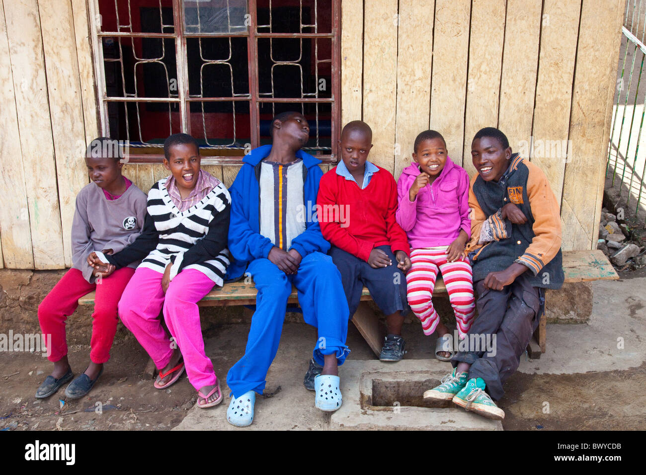 Mit besonderen Bedürfnissen Kinder, Maji Mazuri Kinderhaus, Nairobi, Kenia Stockfoto