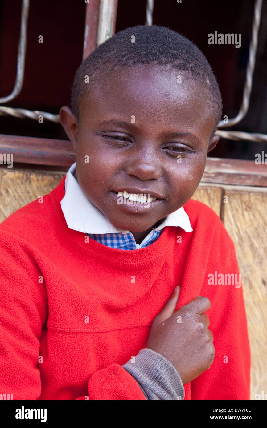 Stark autistisches Mädchen, Maji Mazuri Kinderhaus, Nairobi, Kenia Stockfoto