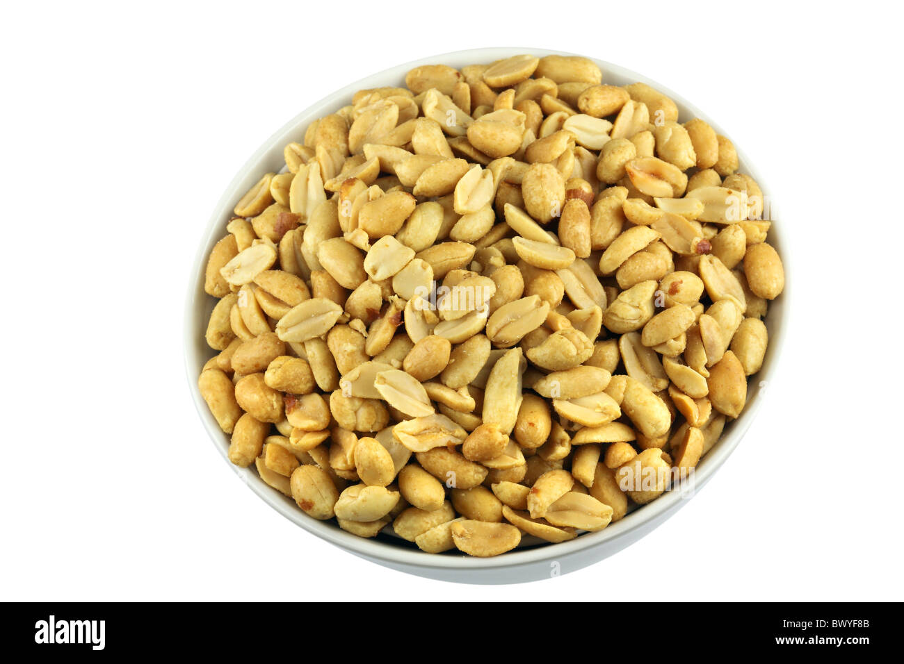Schüssel mit gesalzene Erdnüsse Stockfoto