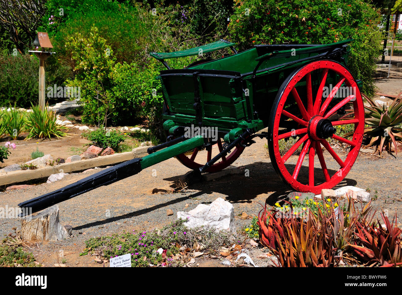 Eine alte Mode-Holzwagen. Prince Albert, Südafrika. Stockfoto