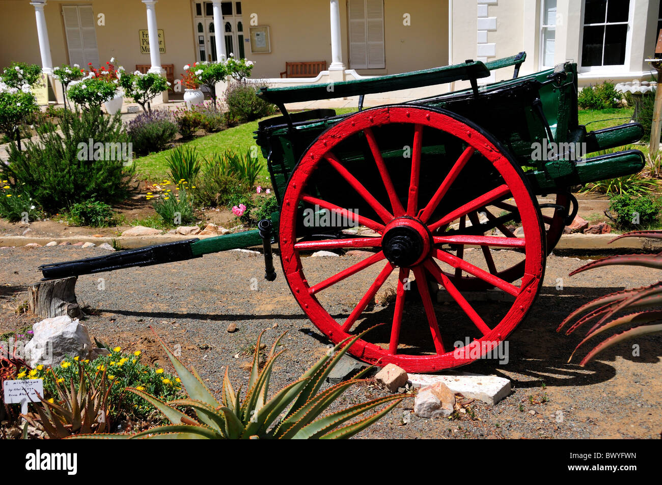 Eine alte Mode-Holzwagen. Prince Albert, Südafrika. Stockfoto
