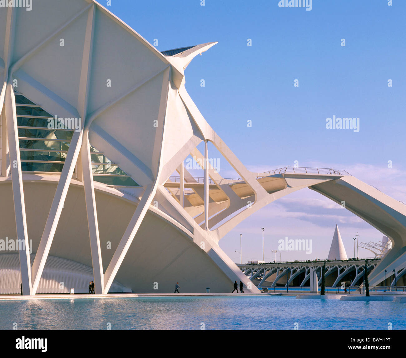Kunst und Wissenschaftsstadt außerhalb Calatrava modernen Hochbau Spanien Europa Valencia Stockfoto