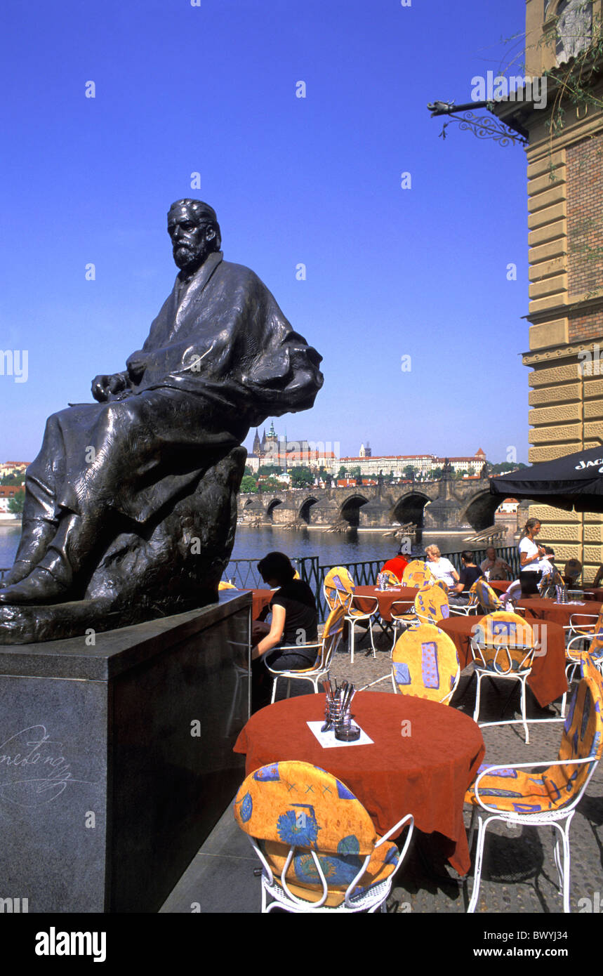 Bedrich Smetana Café Fluss Charles Brücke Kultur Skill Moldawien Kunstmuseum Bedricha Smetany Prag Stockfoto