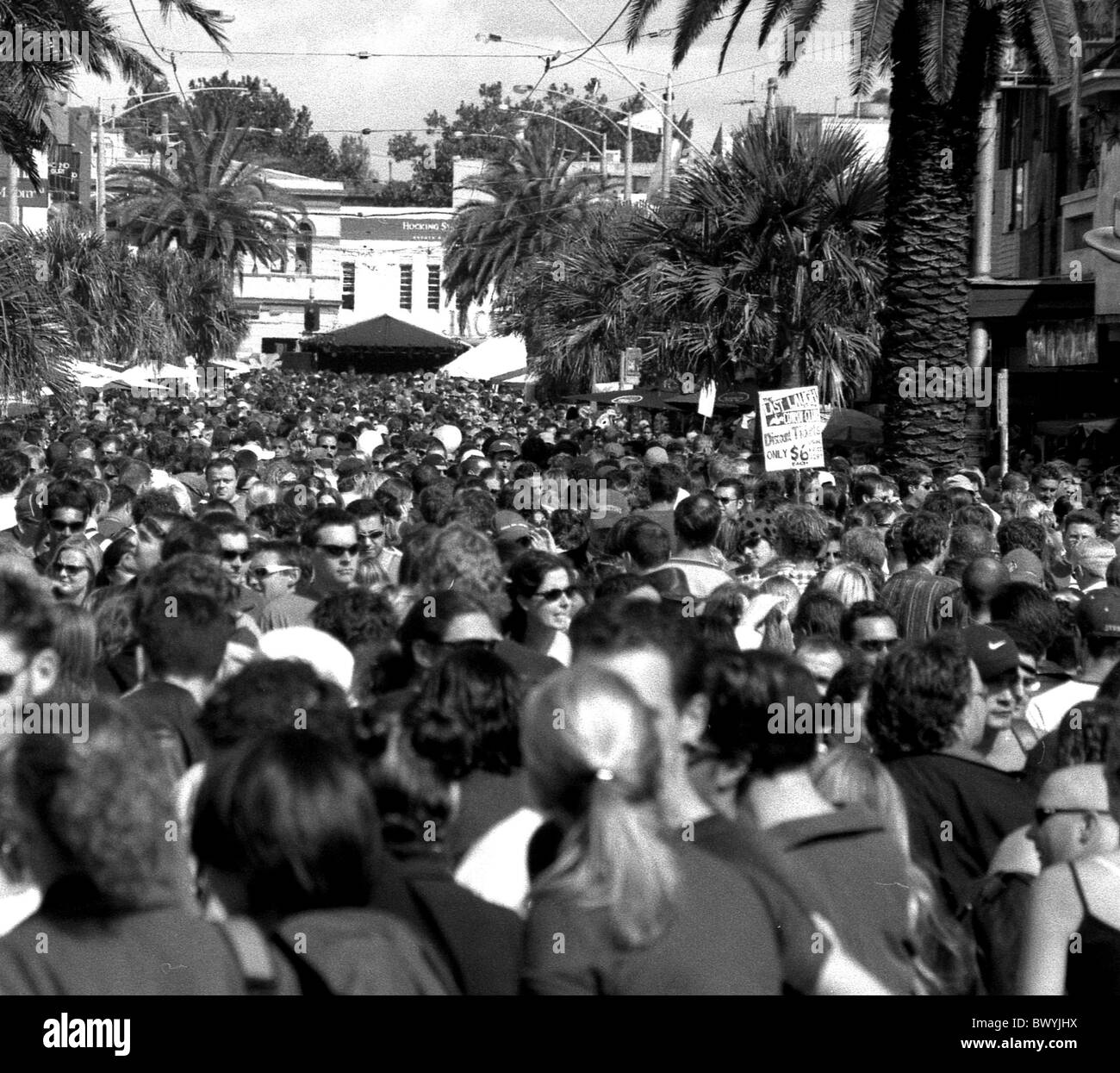 Aggregation Menge Australien schwarz-weiß Feier Menge Demo Event Festival Leute happenin Stockfoto