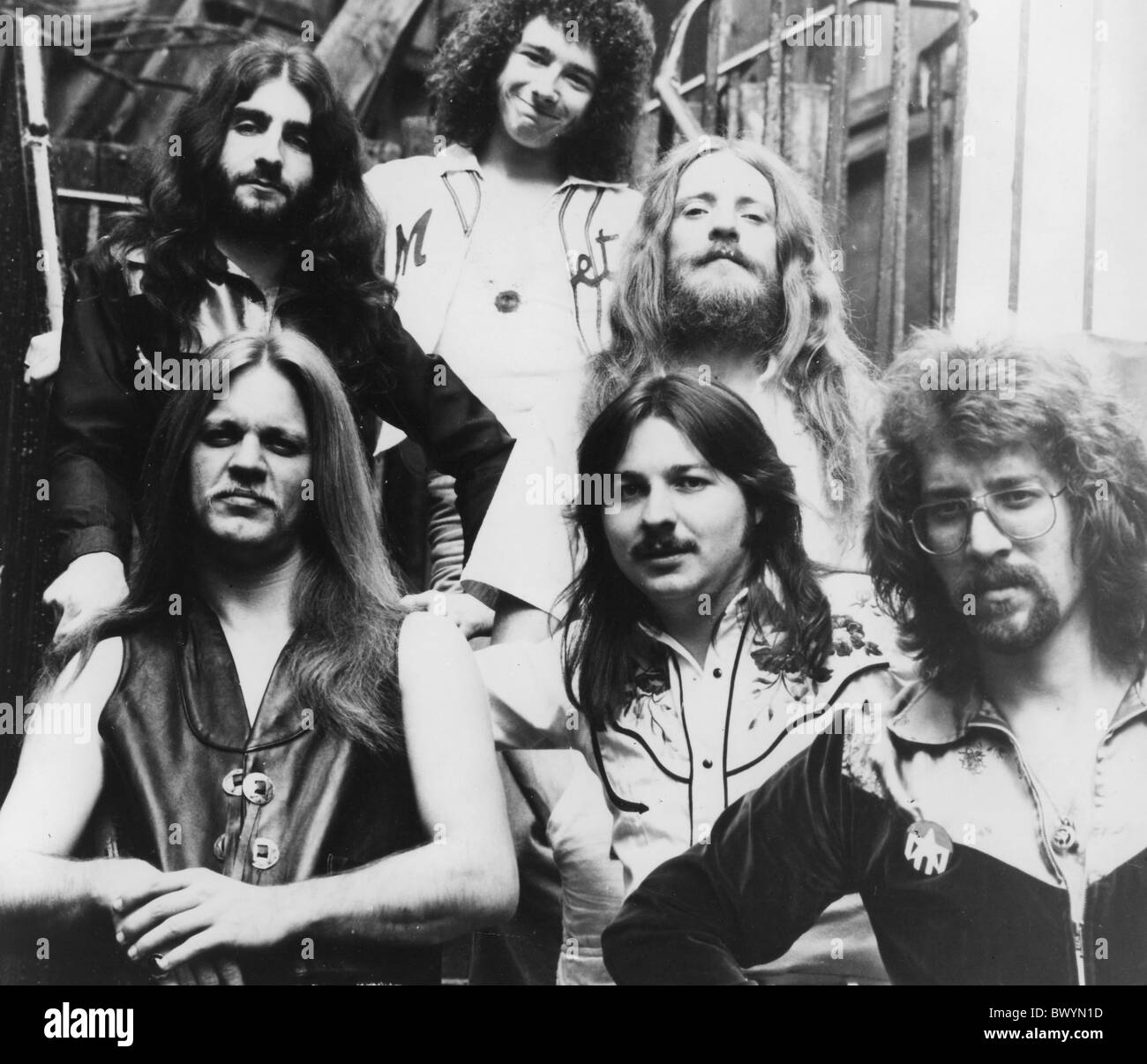 GEORGE HATCHER BAND Promo-Foto der Gruppe über 1977 Stockfoto