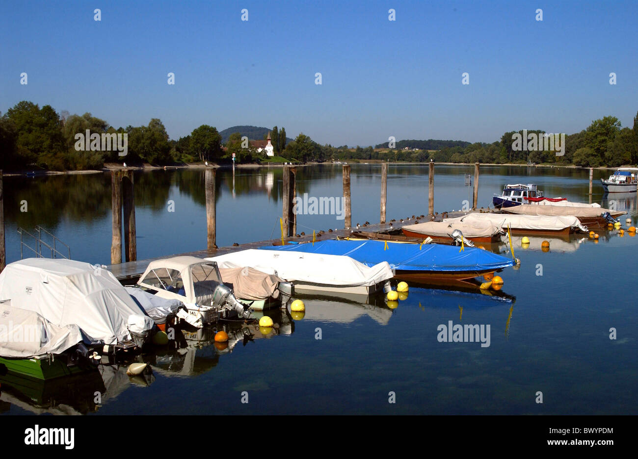 Boote Hafen Port Fluss Rhein Stein bin Rhein-Schweiz-Europa Stockfoto