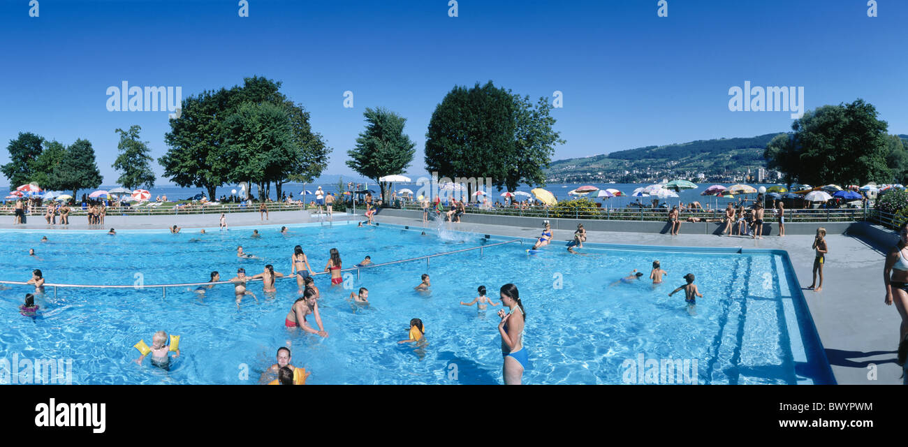 Baden am Bodensee See Meer Freibad Freizeit Goldach Kanton St. Gallen den Menschen Stockfoto