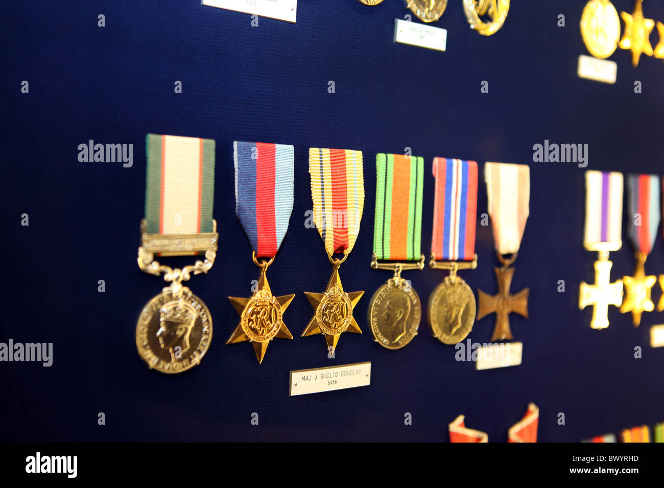 Krieg Medaillen in Edinburgh Castle in Schottland. Stockfoto