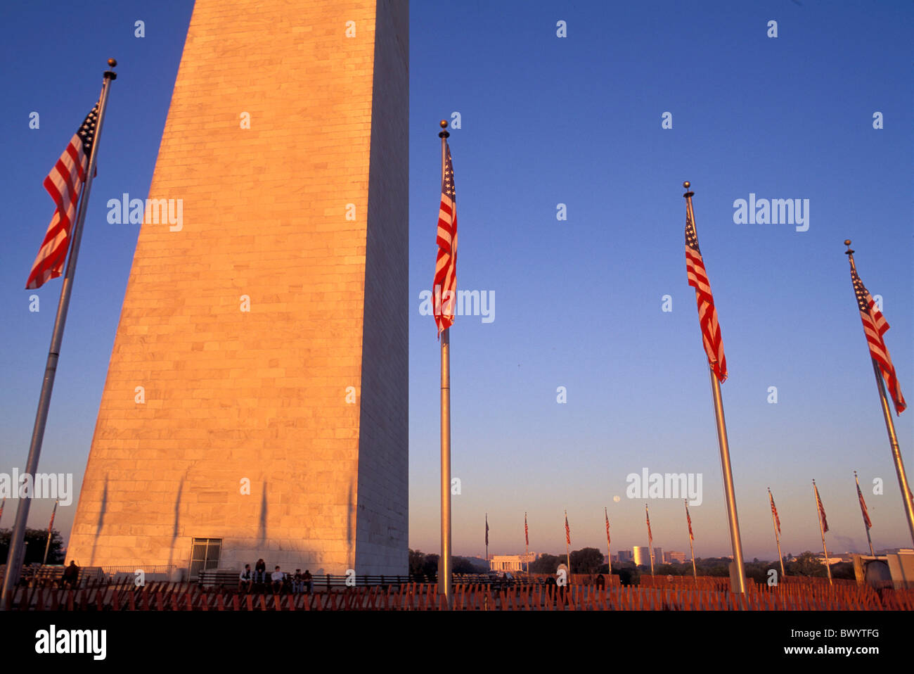 Detail District Of Columbia Fahnen Obelisk USA Amerika USA Washington Washington Monument Mall Stockfoto