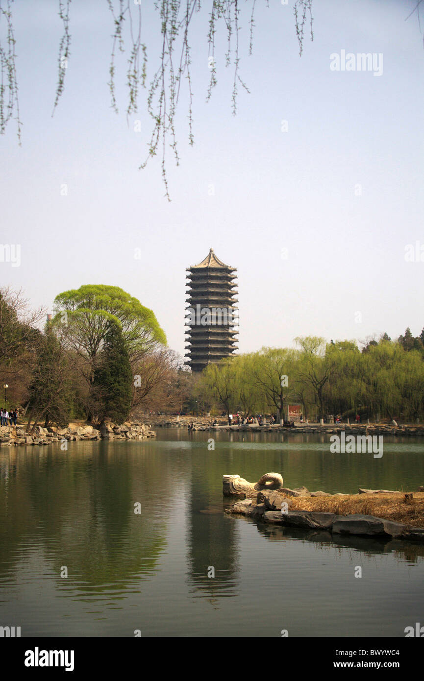 Weiming See, Peking University, Beijing, China Stockfoto