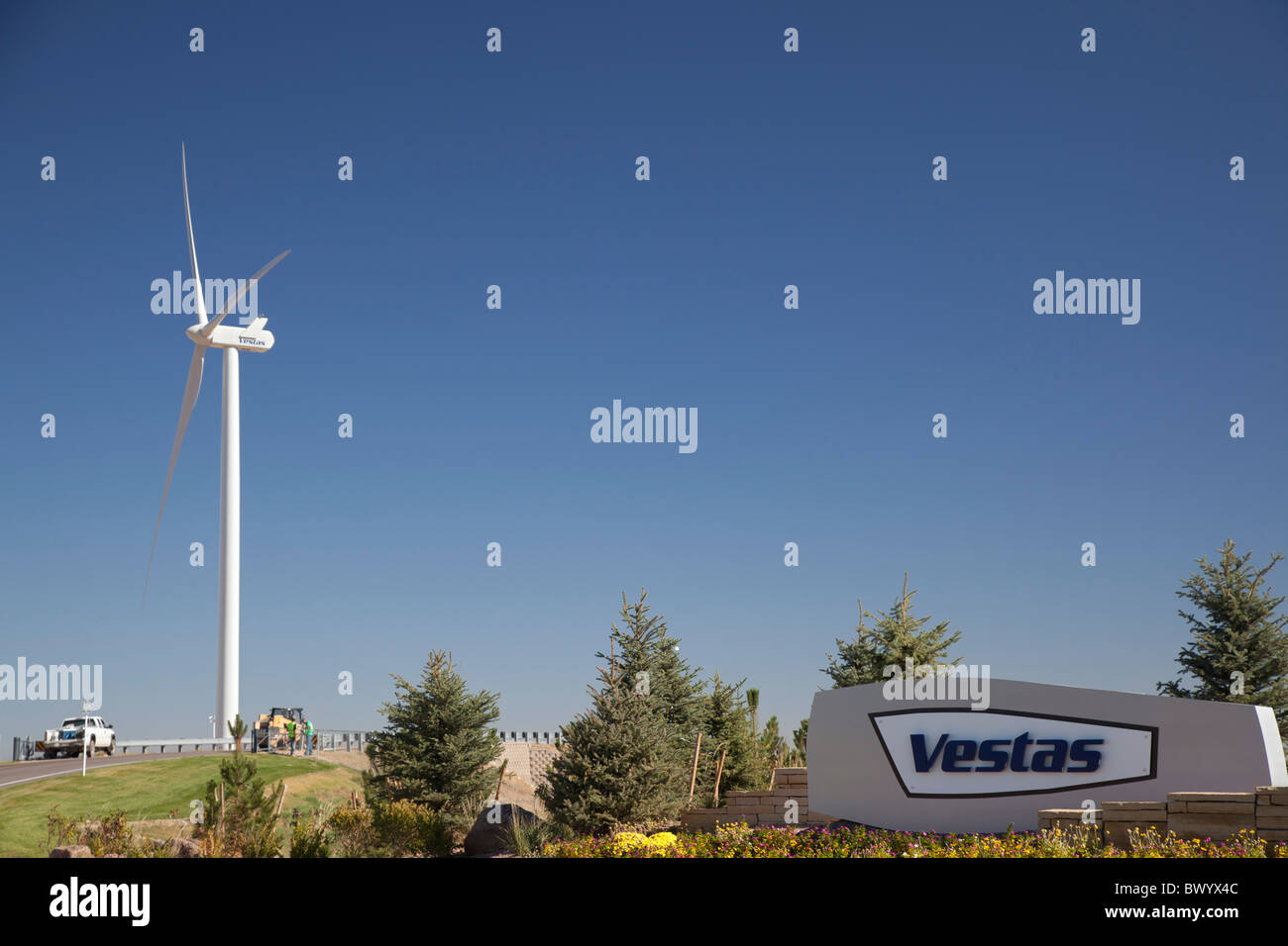 Pueblo, Colorado - Vestas Wind Turbine-Turm Produktionsstätte. Stockfoto