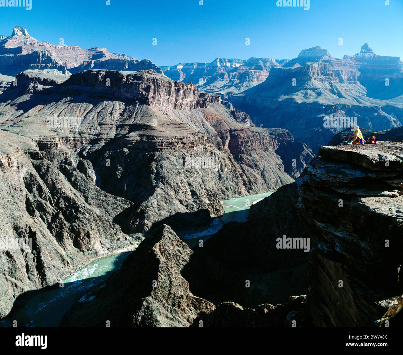 Arizona Ansicht Grand Canyon Landschaft Mädchen South Rim Teenager USA Nordamerika Stockfoto