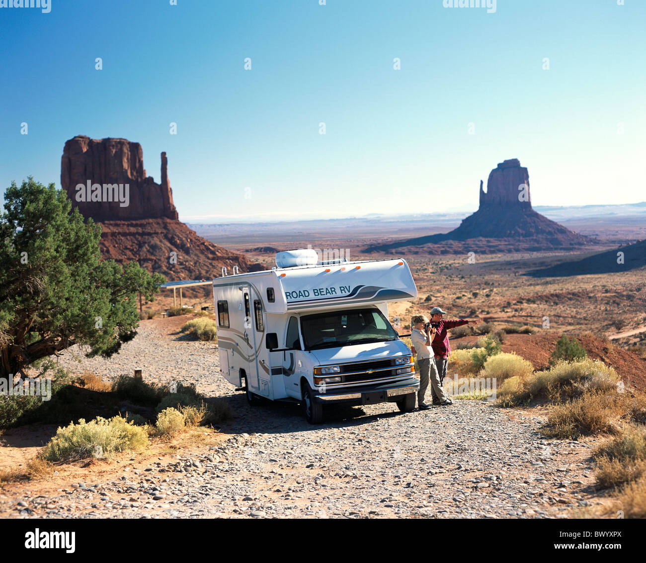 Ferien Urlaub Arizona camping nehmen Fotos Landschaft Monument Valley paar paar USA Amerika Nord Ameri Stockfoto