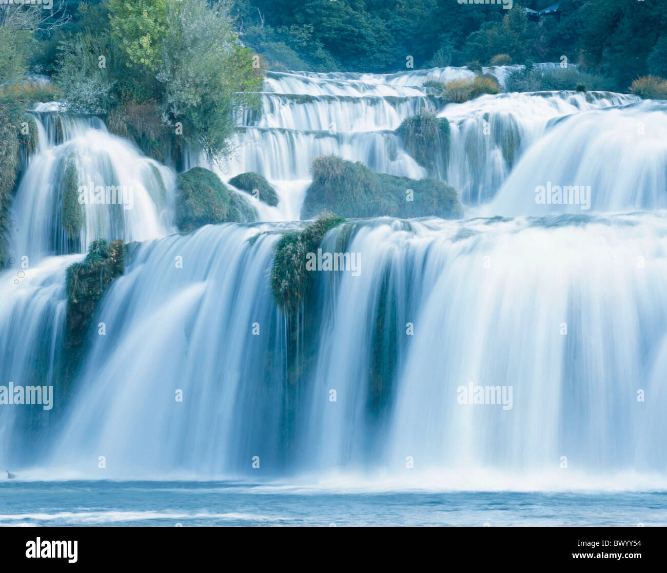 Dalmatien Kaskaden Krka Kroatien Landschaft Nationalpark Natur Schritte Wasser Wasserfall Stockfoto