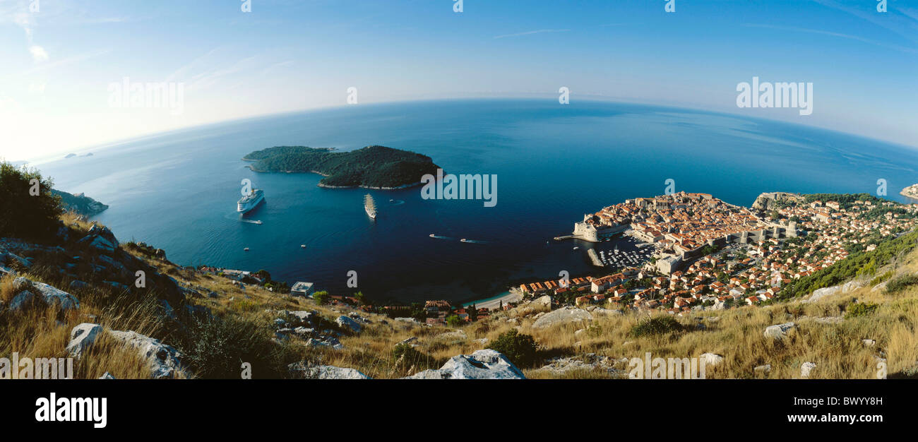 Alte Stadt Dalmatien Dubrovnik historische Kroatien Küste Landschaft Meer Panorama Panorama Stadt Stadtübersicht U Stockfoto