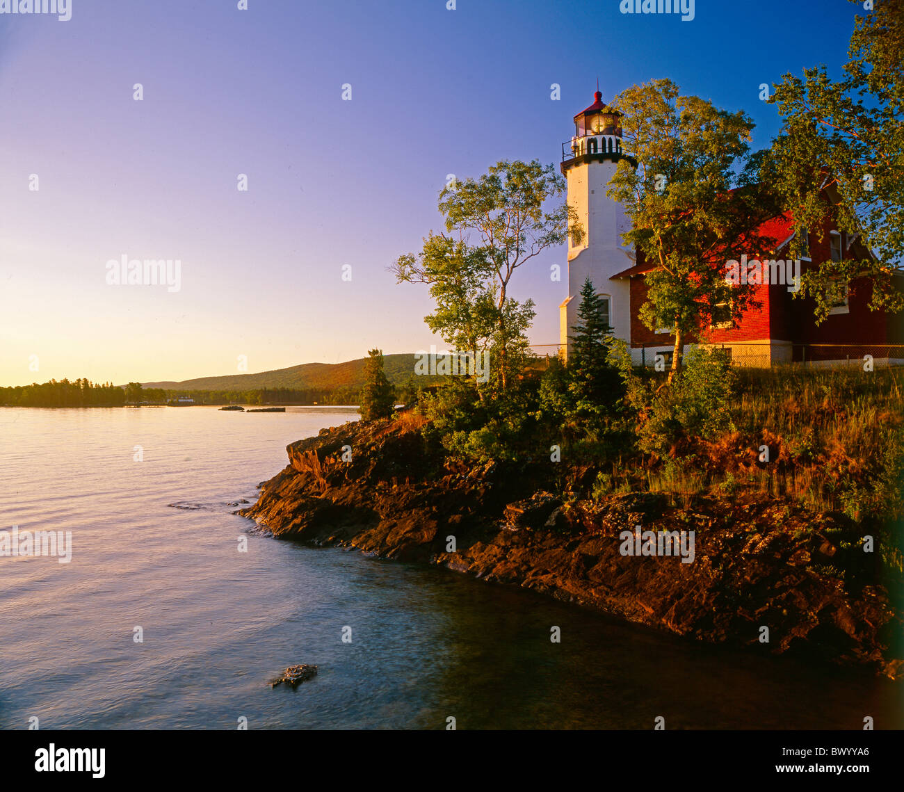 Licht Haus am Eagle Harbor am Lake Superior obere Halbinsel Michigan USA (aus Hi Qualität Großformat Originalbild) (bearbeiten Stockfoto