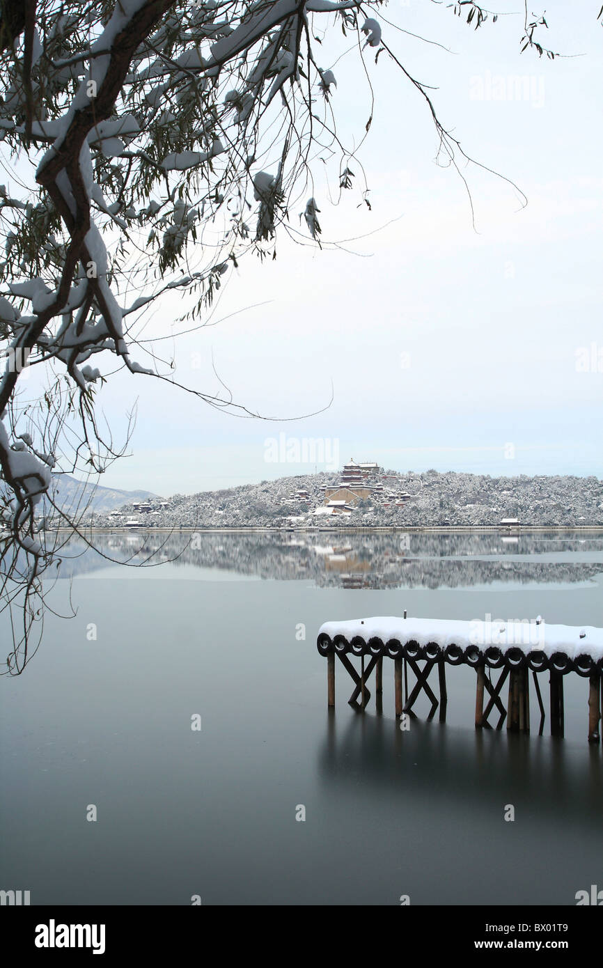 Kunming-See und Langlebigkeit Hill in Winter, Sommerpalast, Peking, China Stockfoto