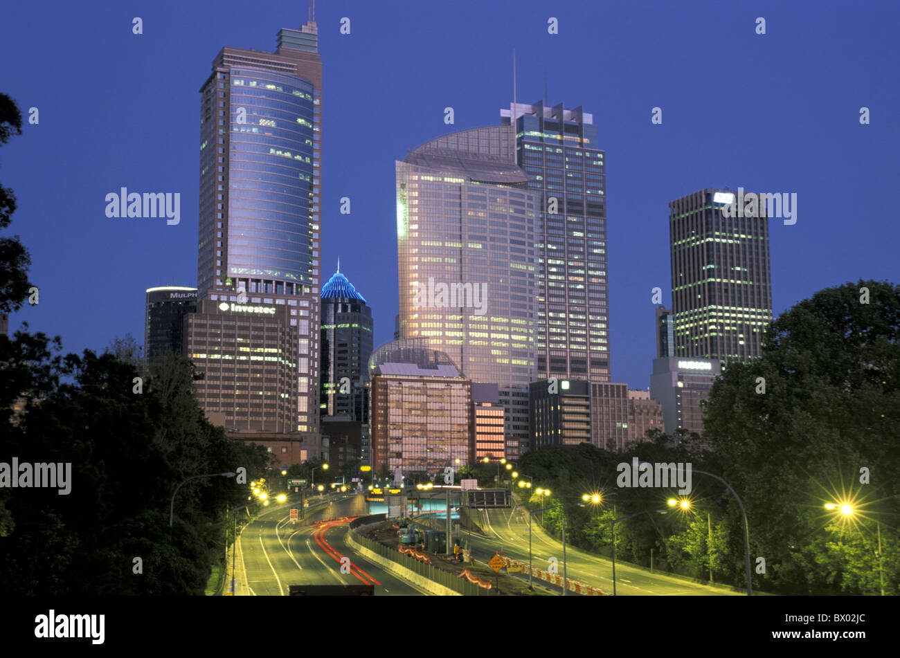 Deutschland Stadt New South Wales Sydney Skyline Stadt Straßen Nachtverkehr Stockfoto