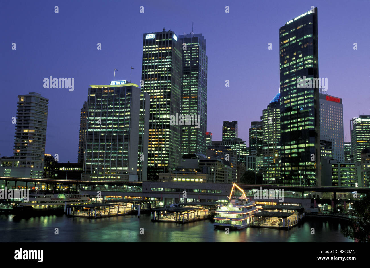 Australien Stadt Circular Quay neue South Wales Sydney Sydney Cove Nacht Hafen Stockfoto