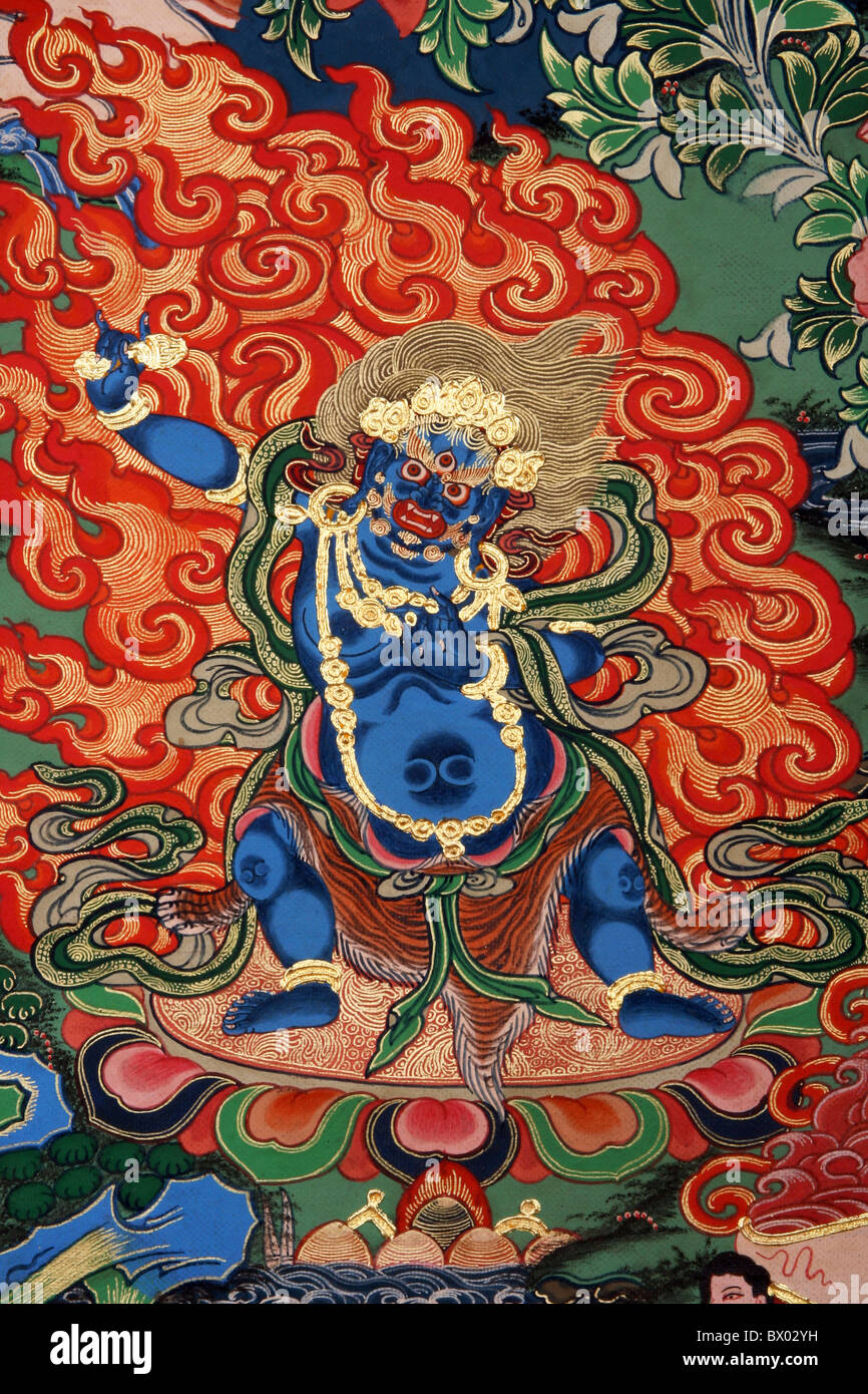 Exquisit gemalte blaue Yama, Tibet, China Stockfoto
