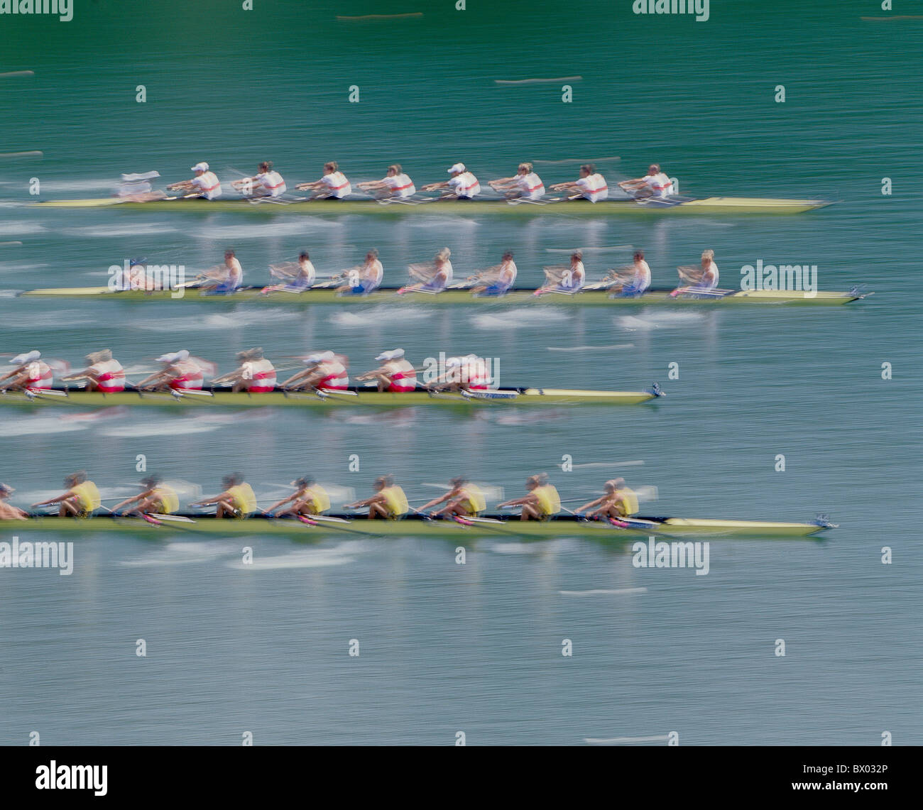 Ruder Regatta Weltmeisterschaft Luzern vier Aktion Blurr keine Modellfreigabe Schweiz Europa sport Stockfoto