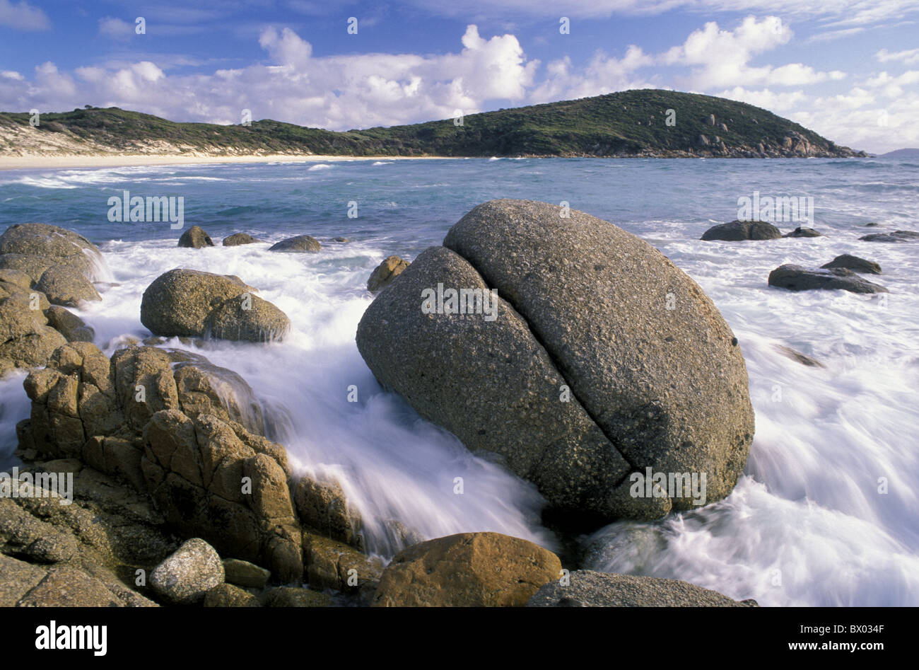 Australien Picnic Bay Victoria Wilsons Promontory Nationalpark Steinen Rock Küste Landschaft Meer Natur Stockfoto