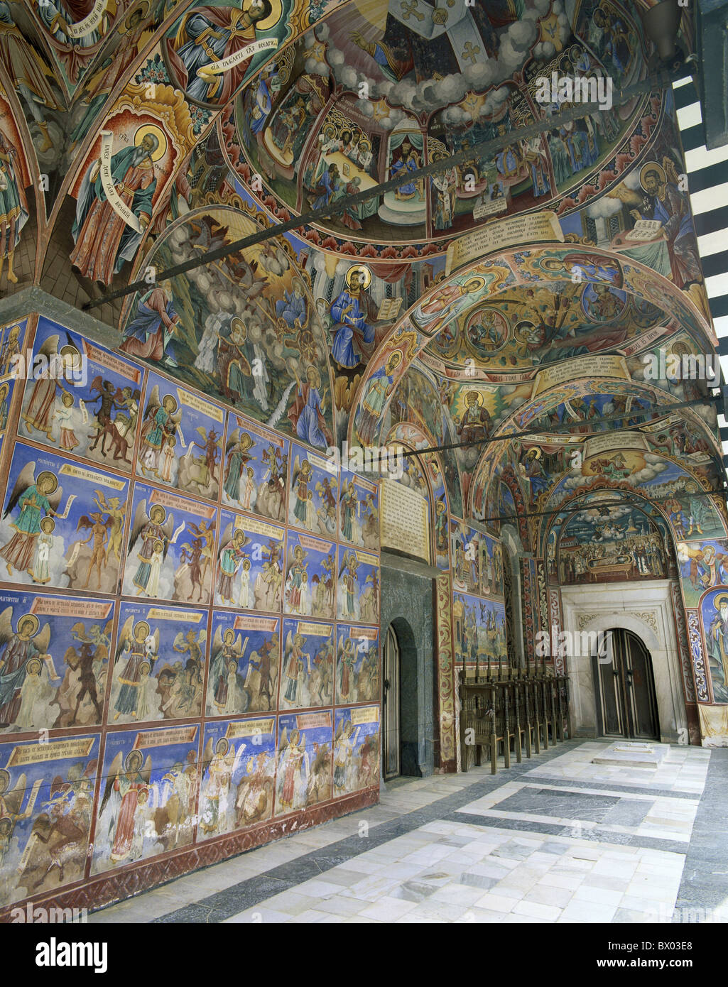 Bulgarien-Fresken im Inneren Gemälde orthodoxe Kirche Religion Rila Kloster UNESCO-Schweiz Europa Welt Stockfoto