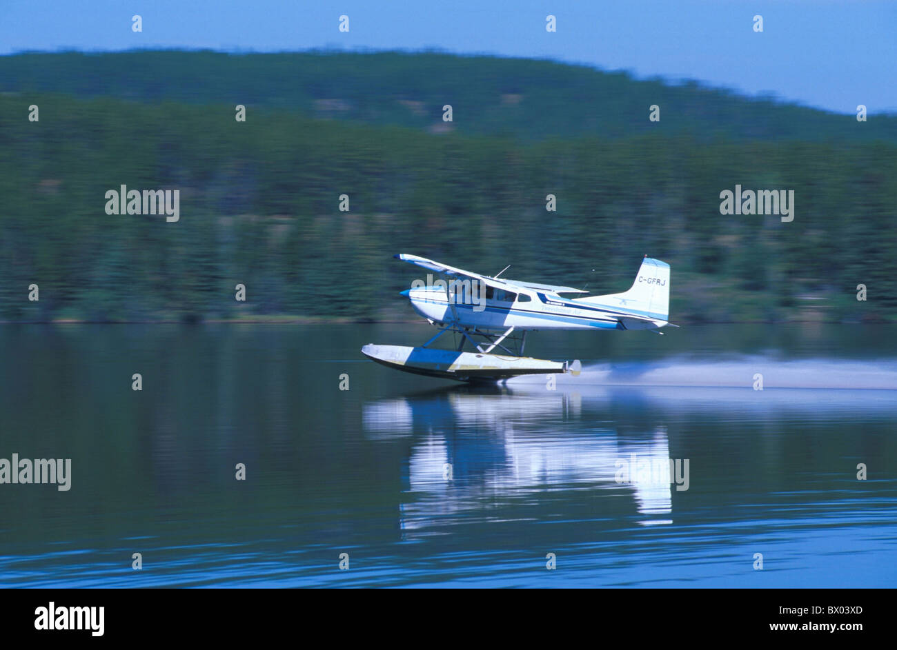 Flugzeug-Region British Columbia Kanada Nordamerika Amerika Chilcotin Region See Nimpo Seenlandschaft landet Stockfoto