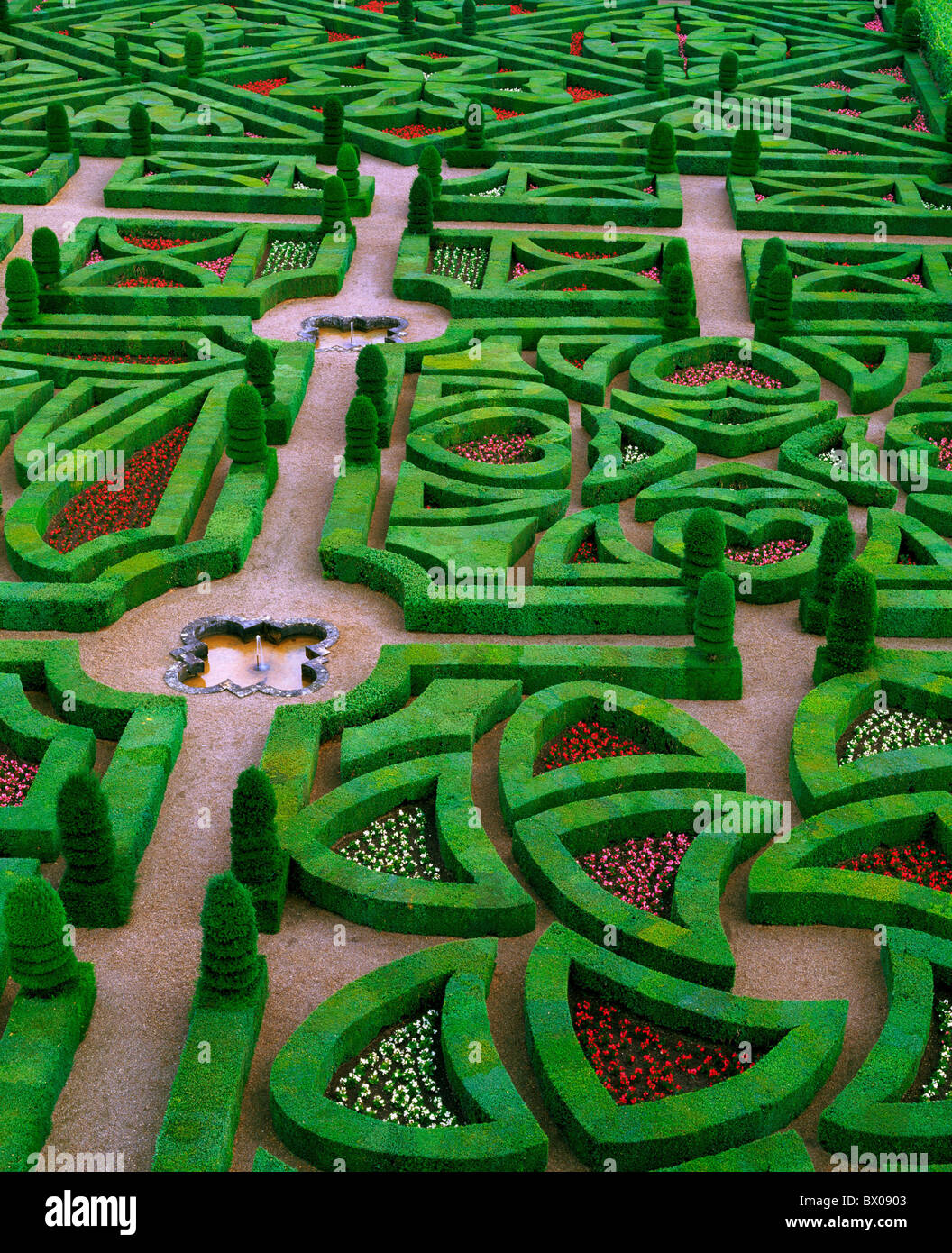 Frankreich Europa Garten Loire Schloss Villandry Übersicht Stockfoto