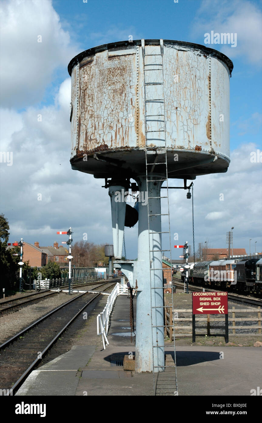 Wasserturm auf der Great Central Railway, Leicestershire, England, UK Stockfoto