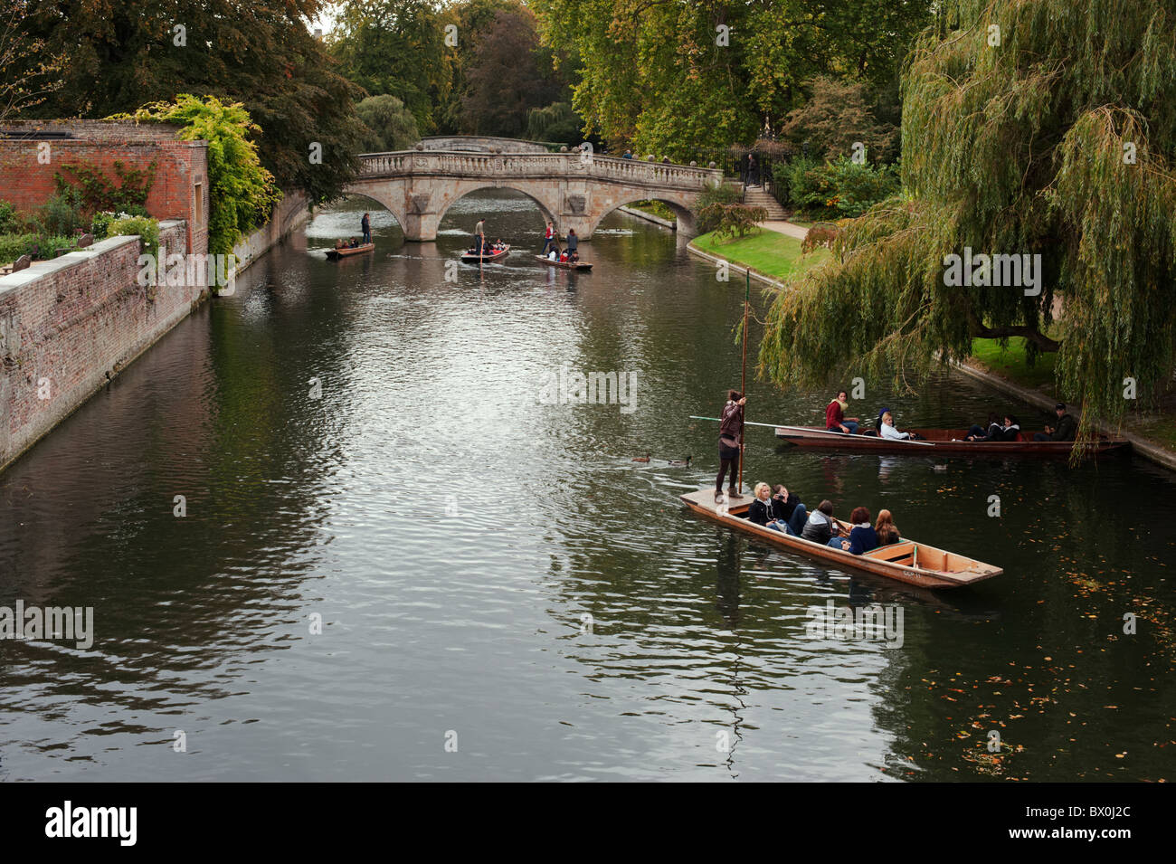 Börsenspekulanten auf dem Fluss Cam im Zentrum von Cambridge. Stockfoto