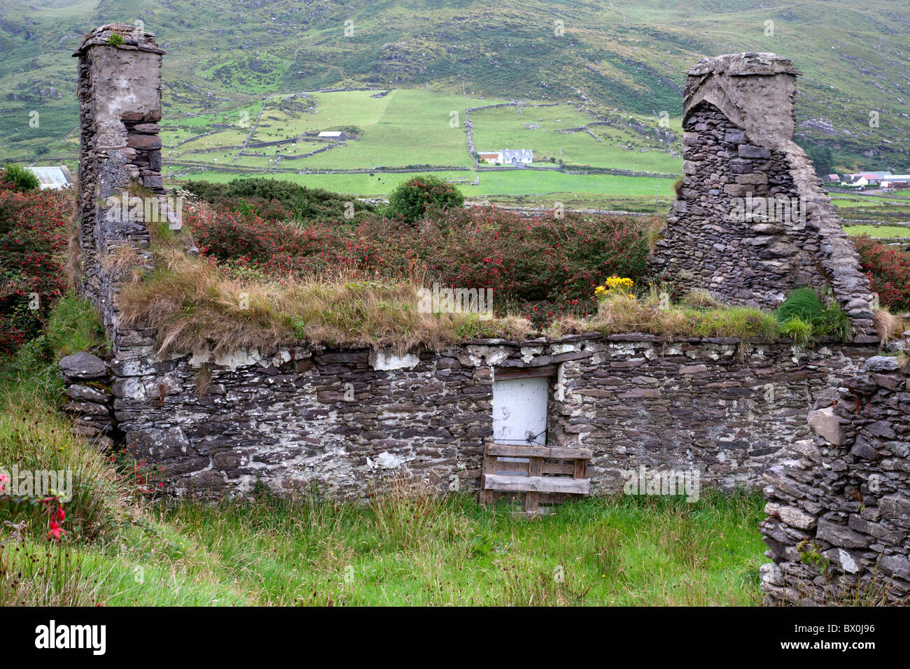 Ruine Stein Hütte, Waterville, County Kerry, Irland Stockfoto