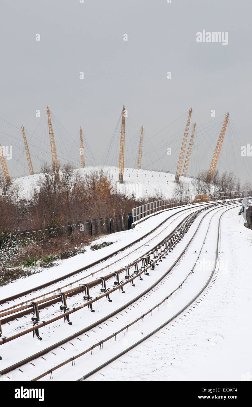 Schnee in London, Versorgungszentren 2010. Stockfoto