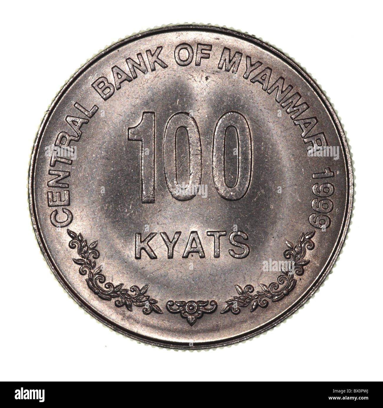 Myanmar Kyat 100 Münzen Stockfoto