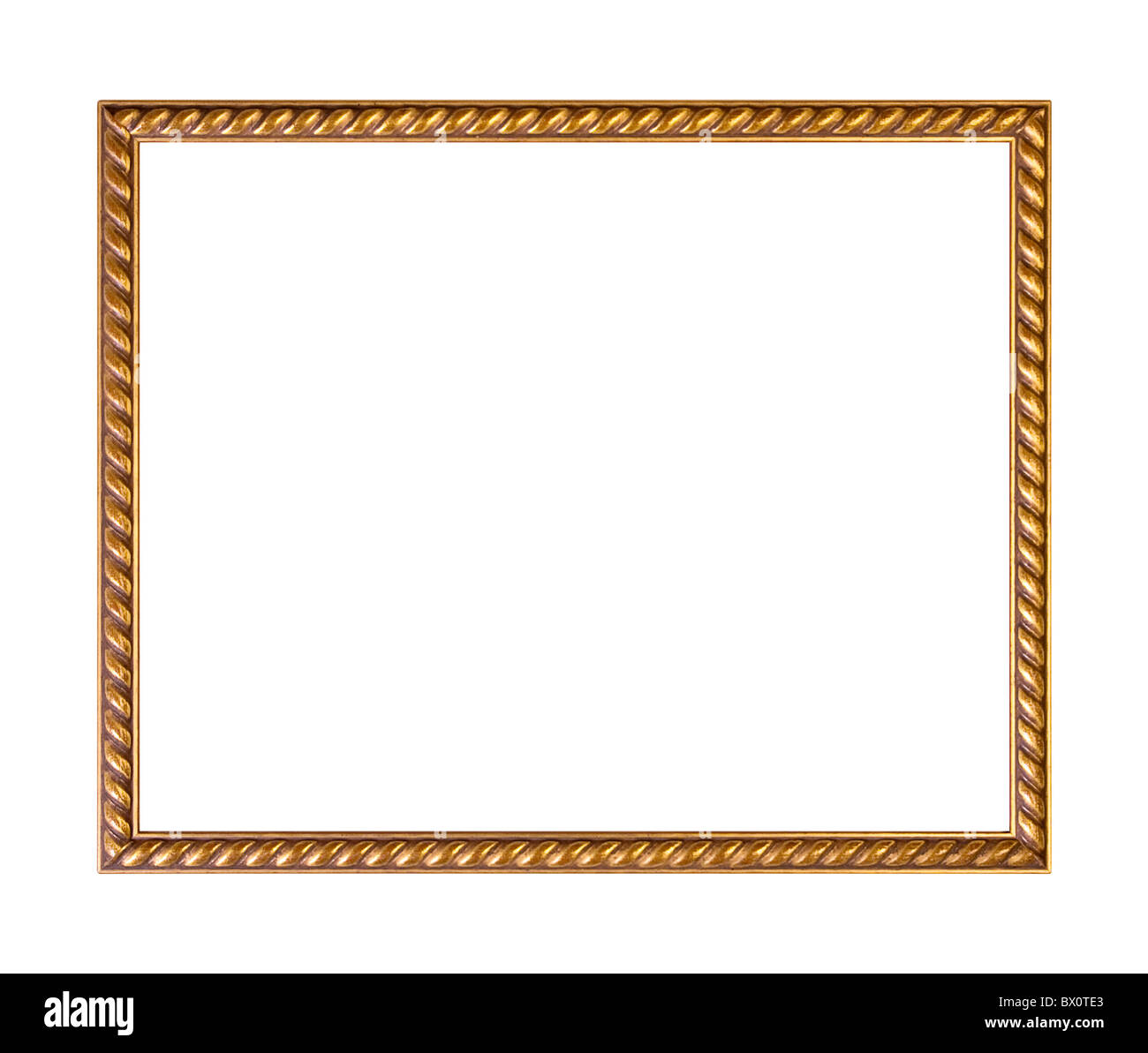 Goldene kunstvoll Bilderrahmen, isoliert auf weiss Stockfoto