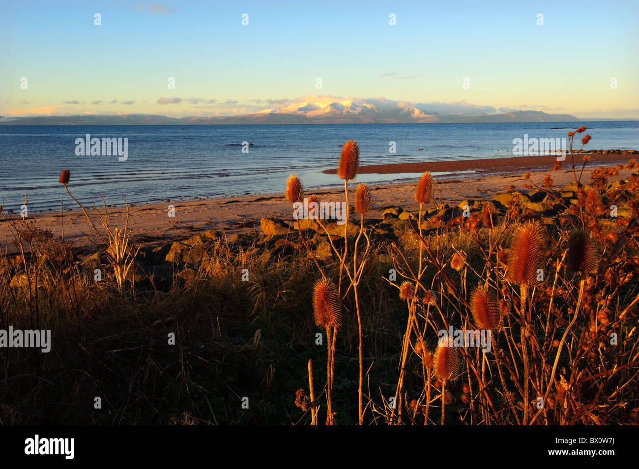 Isle Of Arran aus Seamill, North Ayrshire, Schottland, Großbritannien. Stockfoto