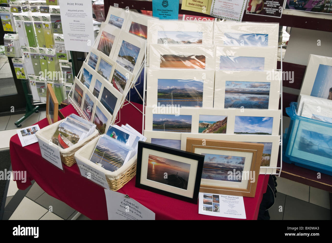 North Wales, UK, Großbritannien. Fotoabzüge und Grußkarten montiert auf dem Display vom Fotografen Pearl Bucknall Stockfoto