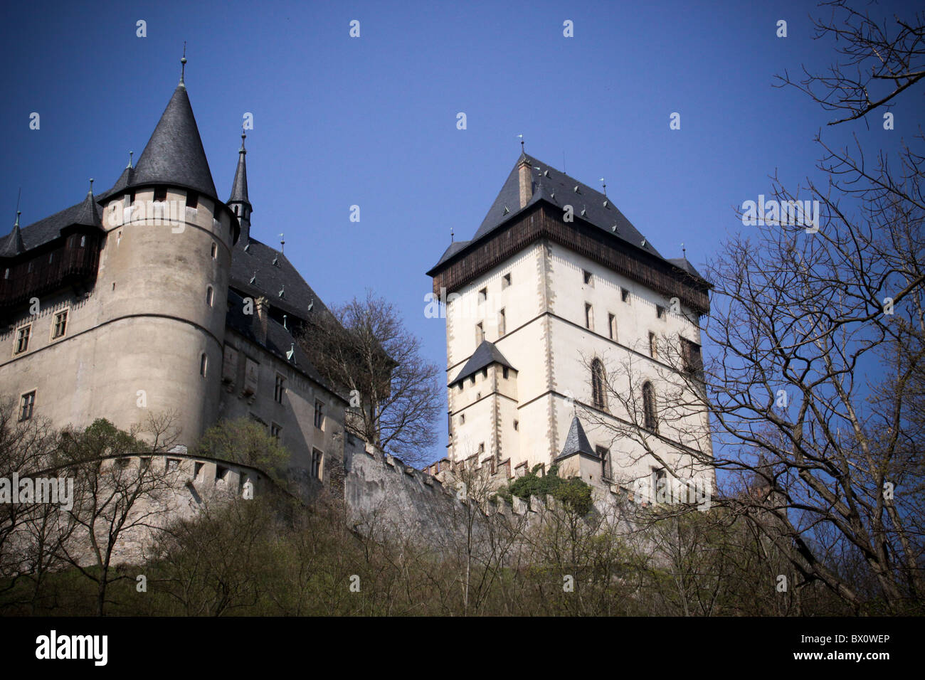 Burg Karlstein, Burg Karlstein, Hrad Karlštejn Stockfoto