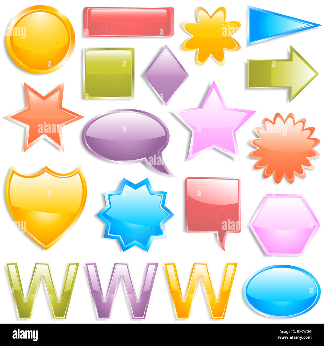 Glänzende bunte Webelemente Stockfoto