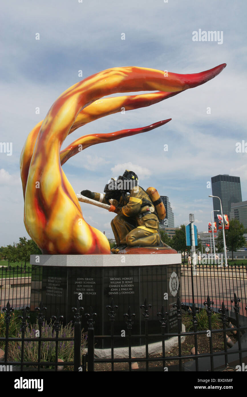 Cleveland-Feuerwehr-Denkmal. Cleveland, Ohio, USA. Stockfoto