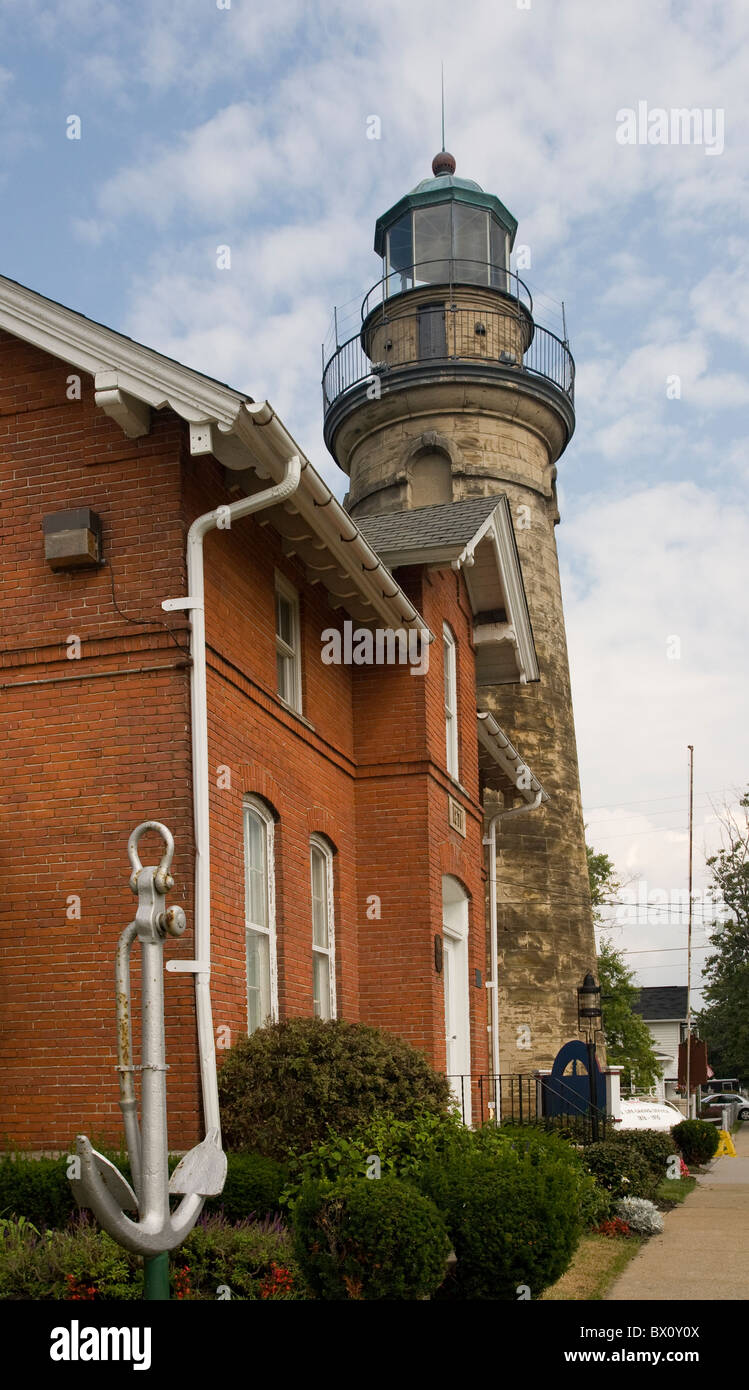 Der Grand River Lighthouse oder Fairport Harbor Leuchtturm. Museum. Fairport Harbor, Ohio, USA. Stockfoto