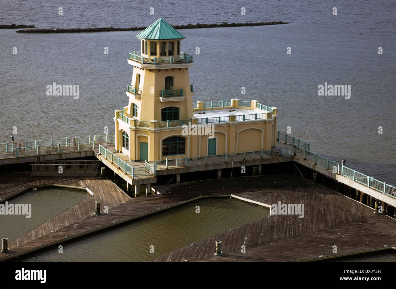 Gelben Leuchtturm - gesehen in Biloxi, Mississippi. Stockfoto