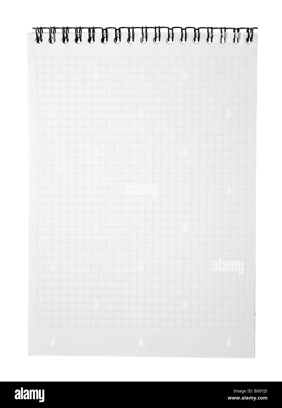 Leere Seite des Notizbuches mit Bindemittel isoliert auf weißem Hintergrund. Kopieren Sie Raum. Clipping-Pfad. Stockfoto