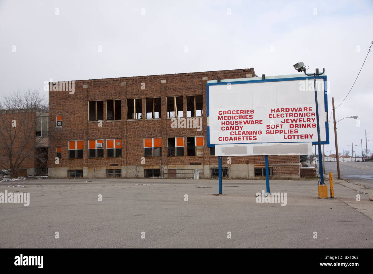 Vakanten Geschäftshaus Flint Michigan USA Stockfoto
