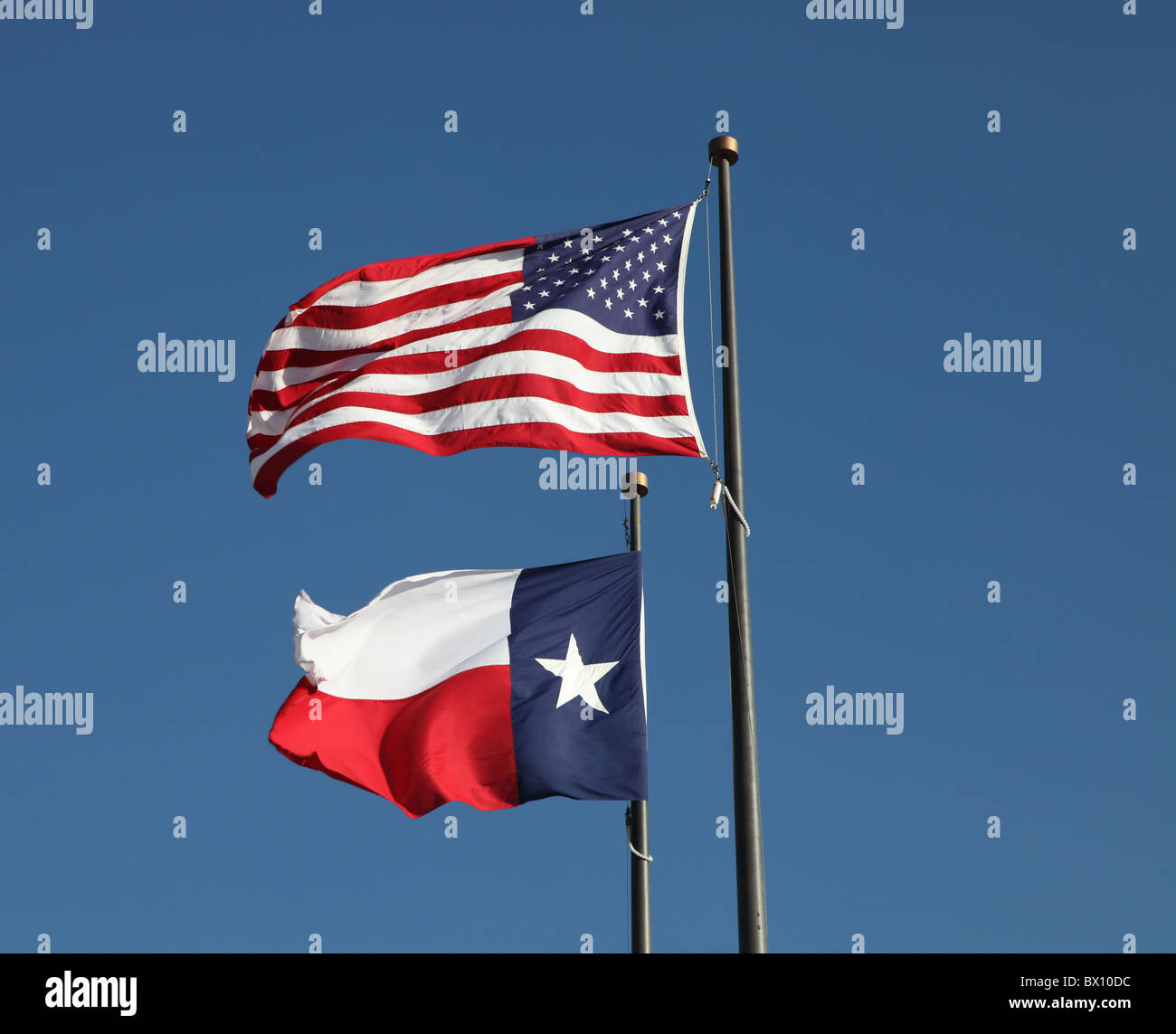Sternen & Streifen & Texas Flagge, LBJ Library, Austin, Texas Stockfoto