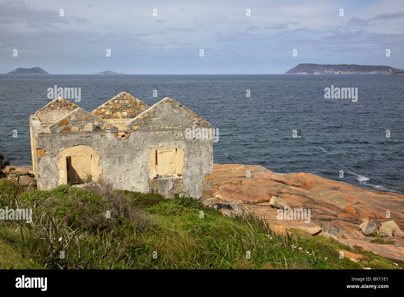 Der alte Leuchtturmwärter Haus an König Punkt in Albany, Western Australia. Stockfoto